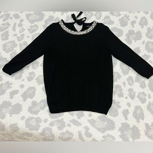 Beautiful Sweater, black with pearls, size Medium, like new condition
